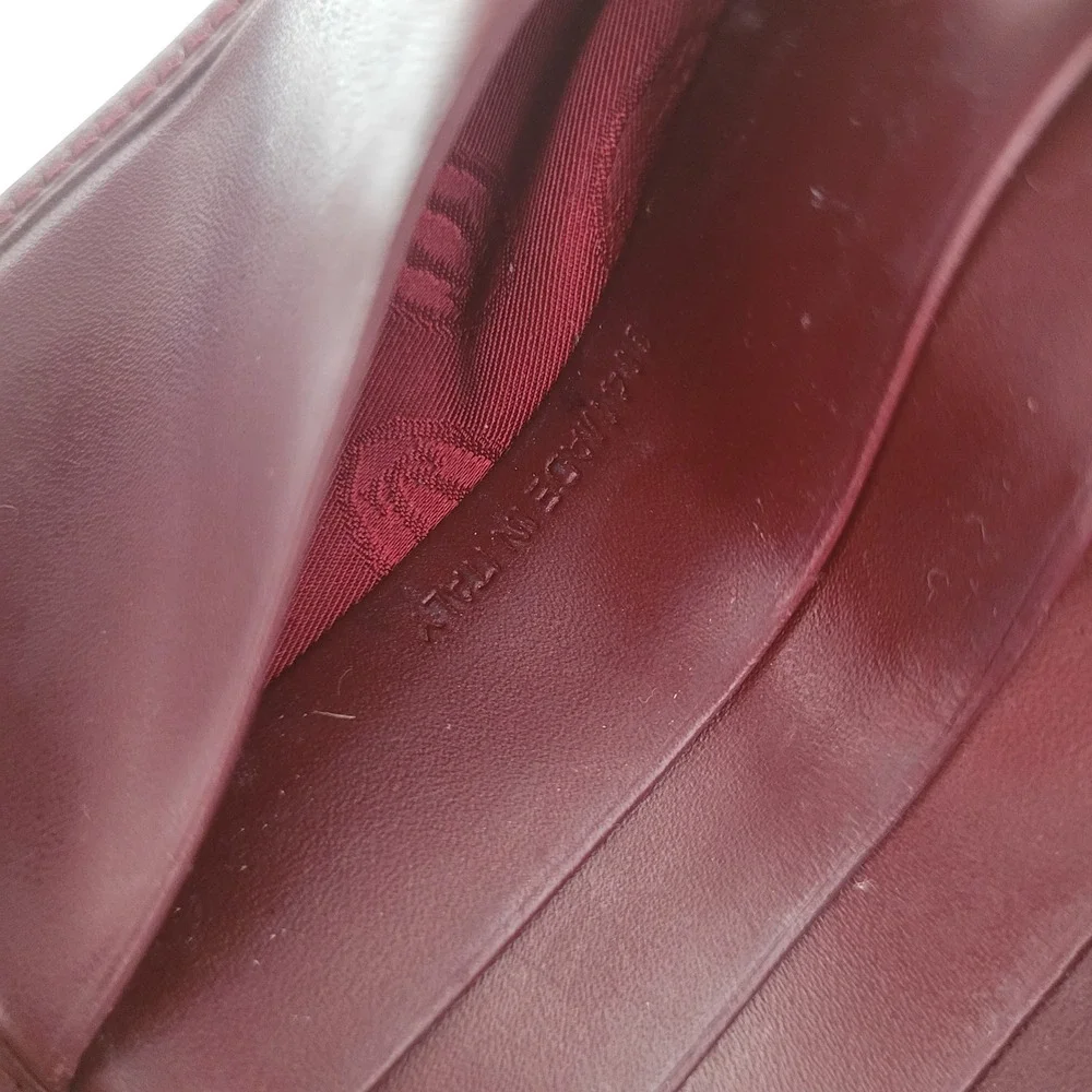 Cartier Vintage Must de Cartier Burgundy Leather Bifold Wallet Gold Corners